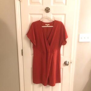 Madewell wrap-front short sleeve dress in textured cotton/poly fabric, XL